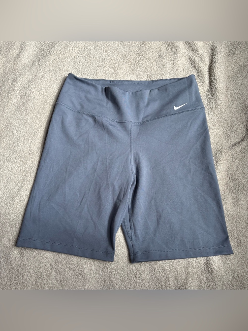 Nike Women’s Mid-Rise Bike Shorts — Slate Blue with White Swoosh